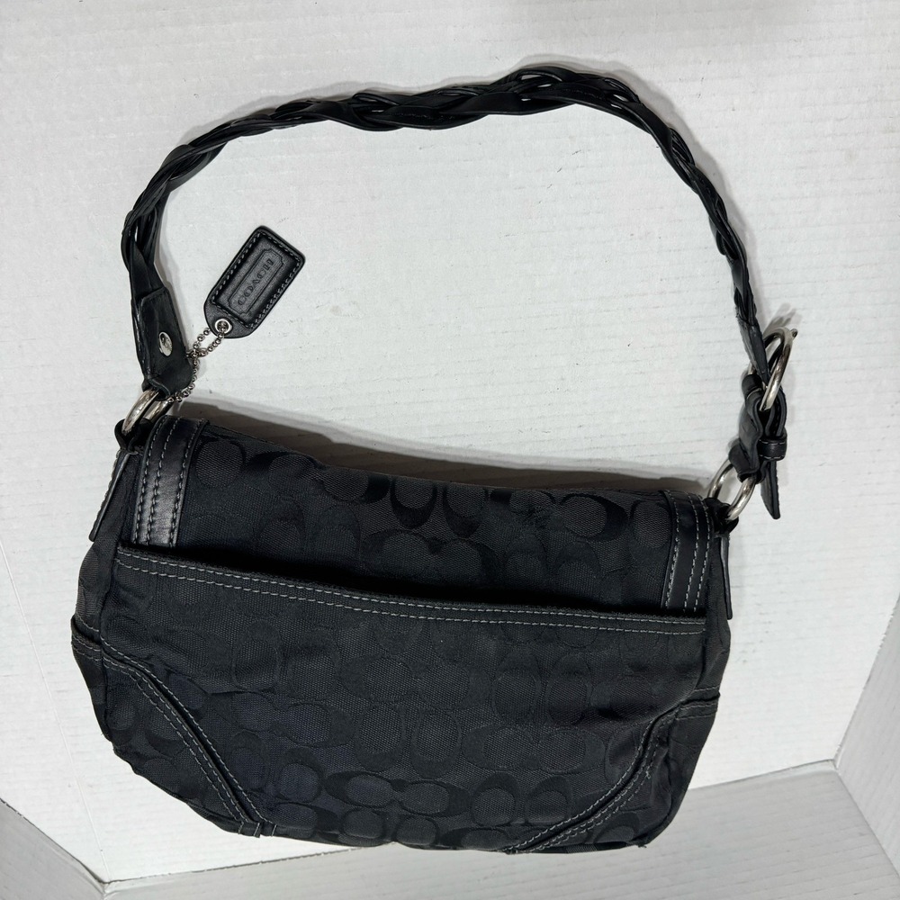 Y2K Coach Chelsea Flap Monogram Signature Canvas Turnkey Bag 11014 Boho Black - Picture 4 of 11